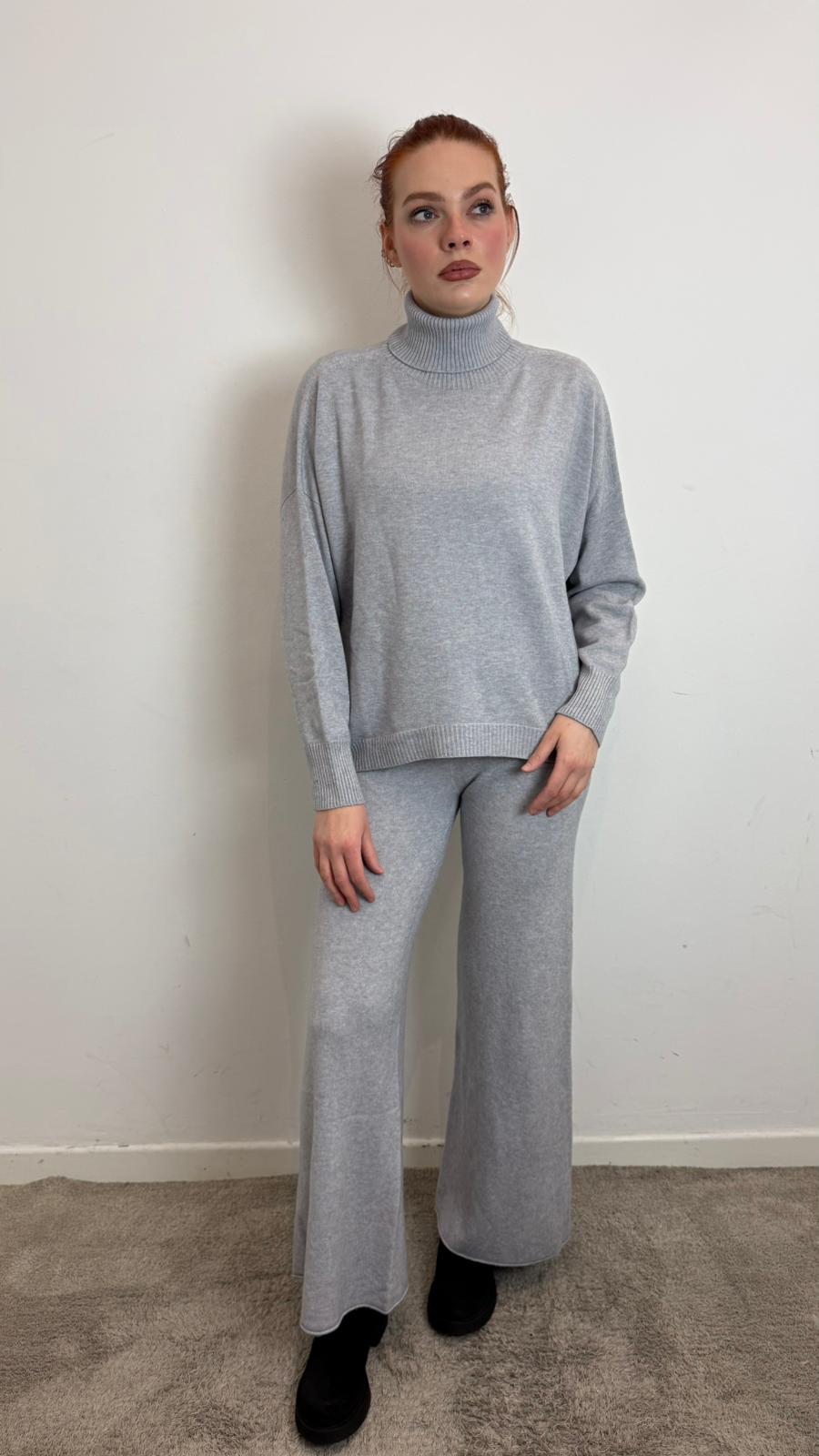 Completo Maglia Collo Alto Pantalone - Haveone cod. HMG_P027  color:grigio perla