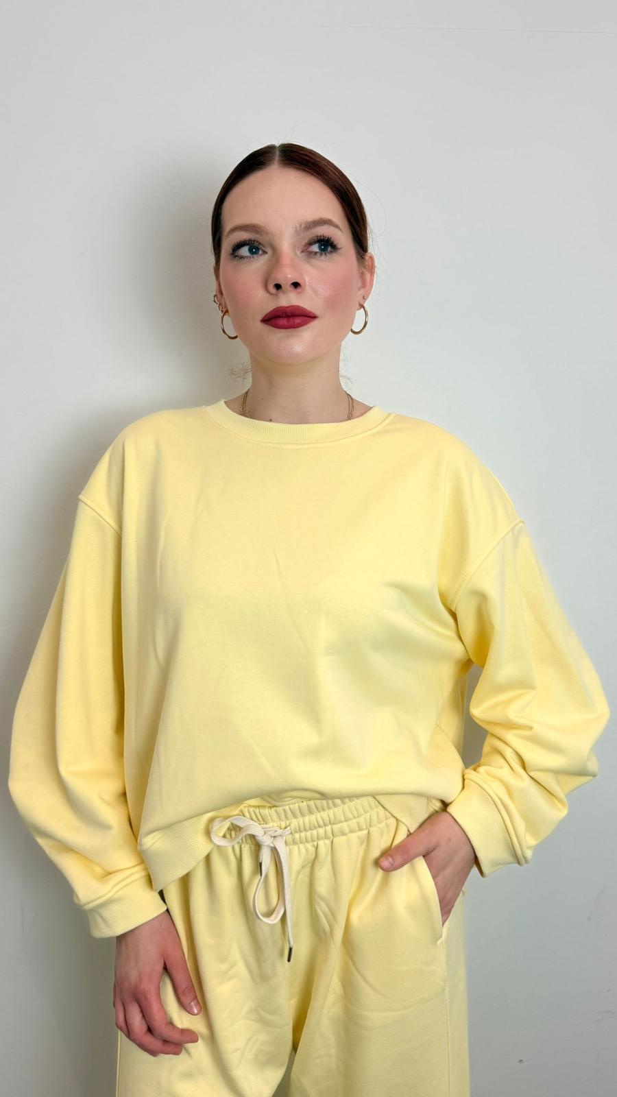 Felpa Over Garzata Girocollo - Vicolo cod. TAB0439  color:canarino