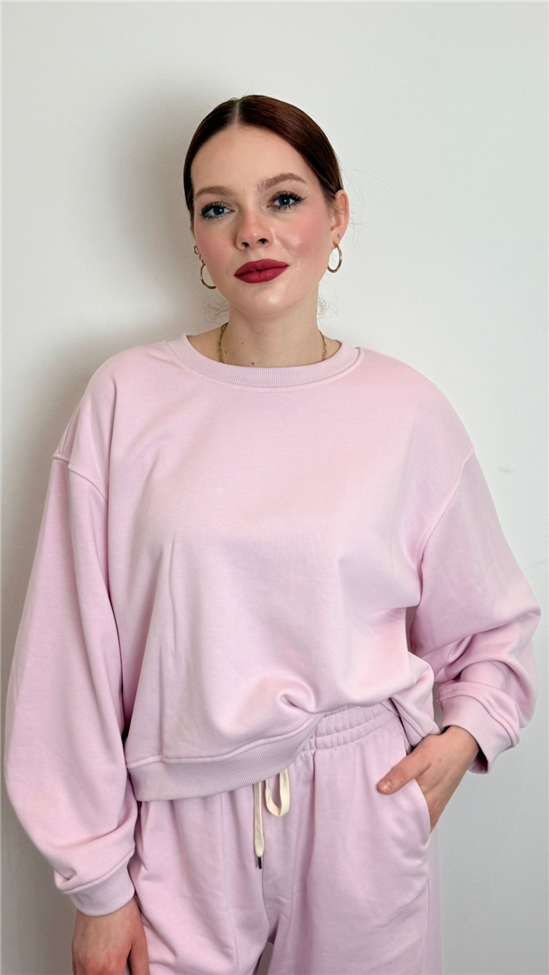 Felpa Over Garzata Girocollo - Vicolo cod. TAB0439  color:rosa