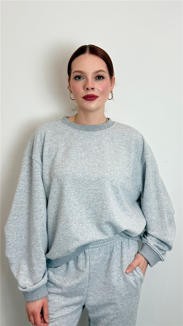 Felpa Over Garzata Girocollo - Vicolo cod. TAB0439  color:grigio melange