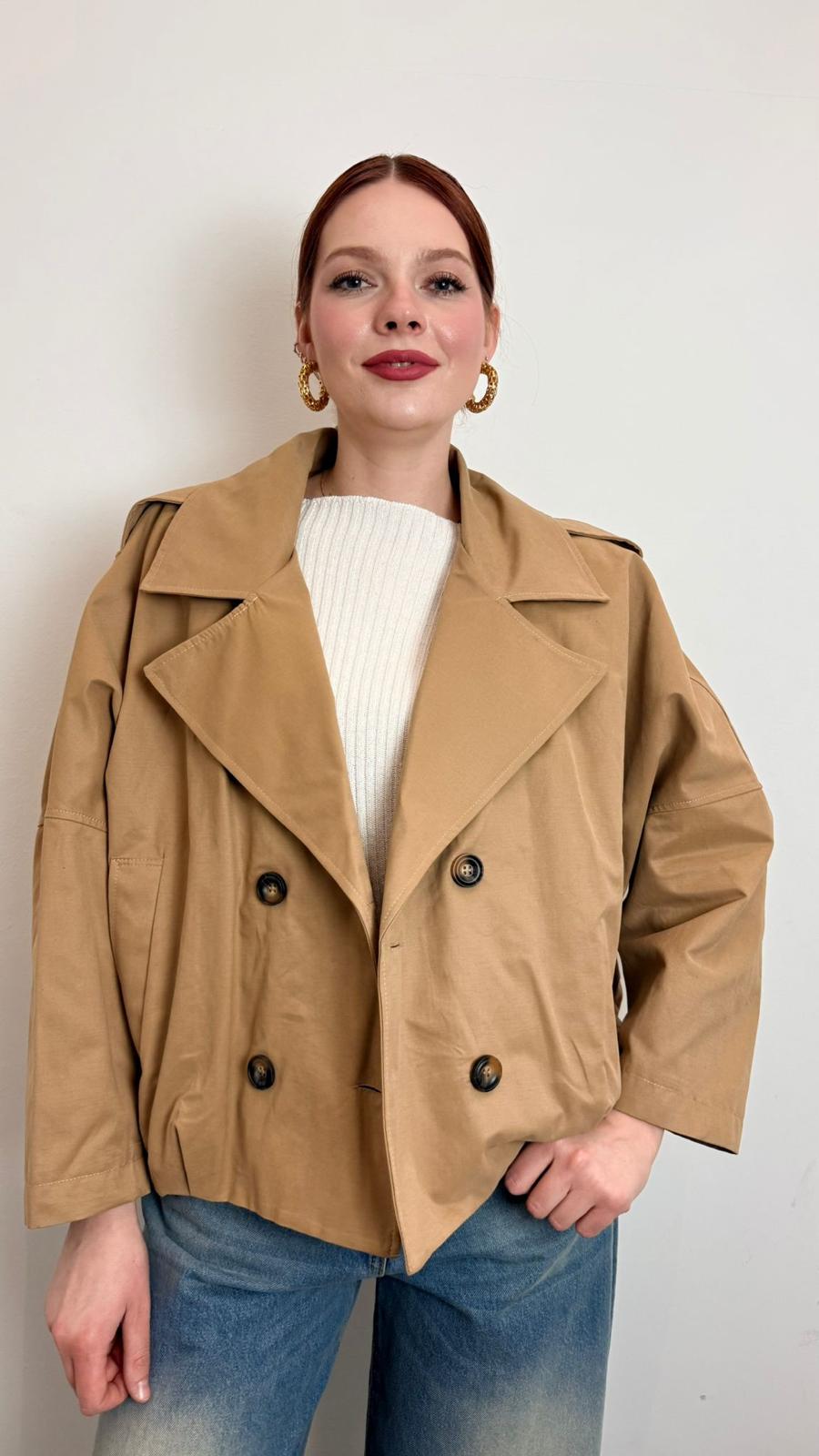 Trench Corto - Haveone cod. KVS_Q018  color:beige