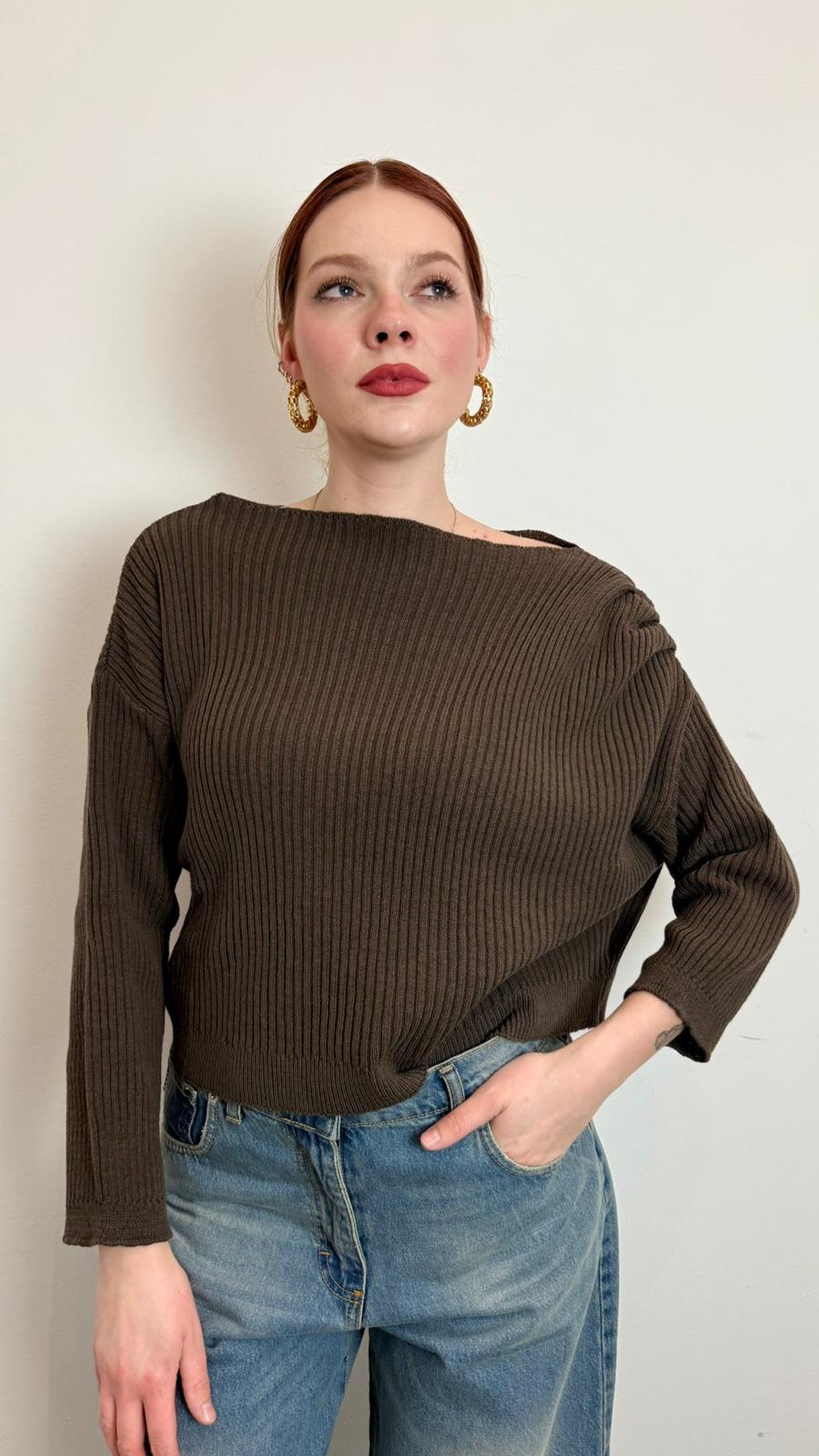 Maglia Coste Spalla Scesa - Haveone cod. MFP_Q033  color:moro