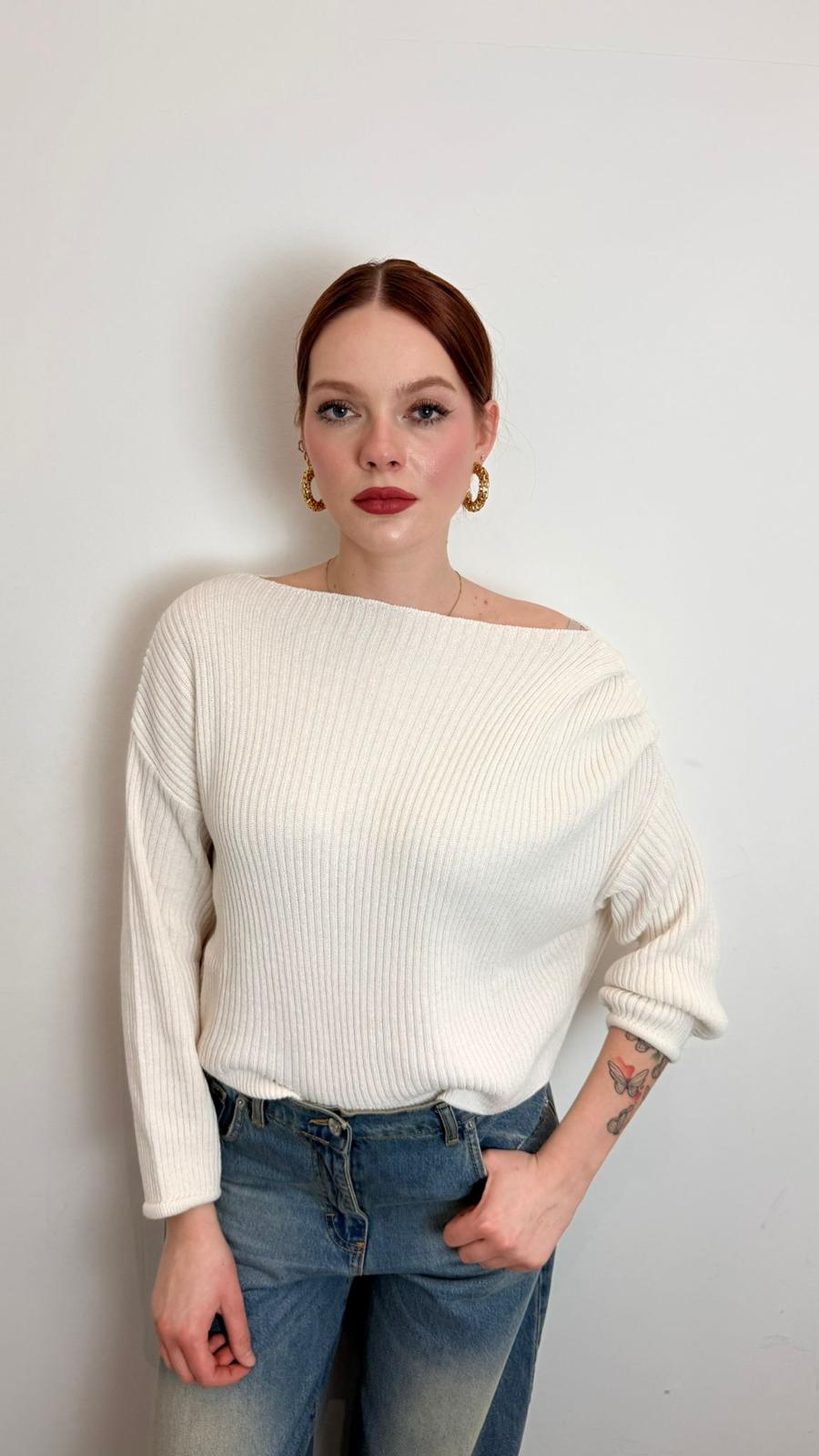 Maglia Coste Spalla Scesa - Haveone cod. MFP_Q033  color:latte