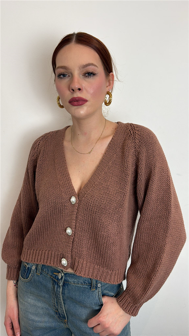 Cardigan Bottoni Gioiello - Haveone cod. JIT_Q010  color:phard