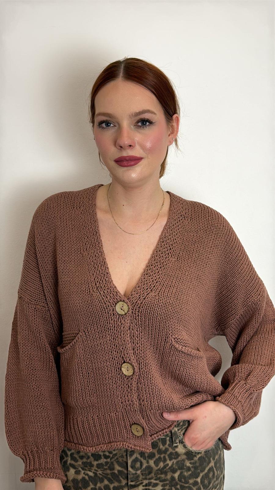 Cardigan Bottoni Tasche - Haveone cod. JIT_Q007  color:phard