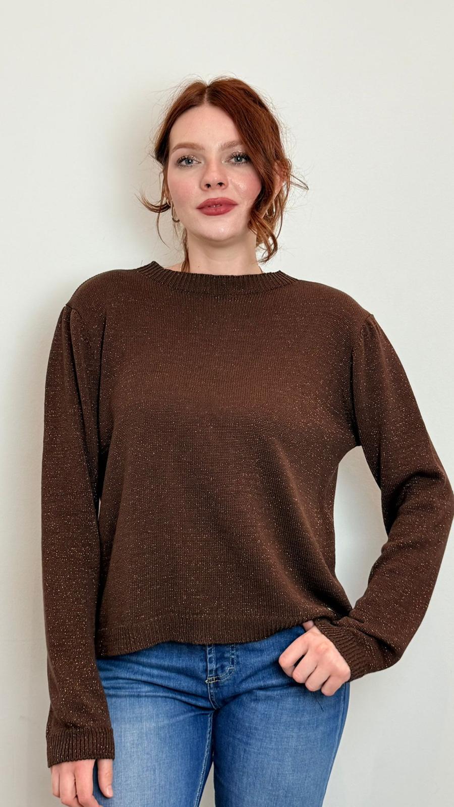 Maglia Donna Imperial Con Fiocchi Posteriori – Maglione Panna Con Schiena Aperta - Please cod. M8510P8002  color:moro