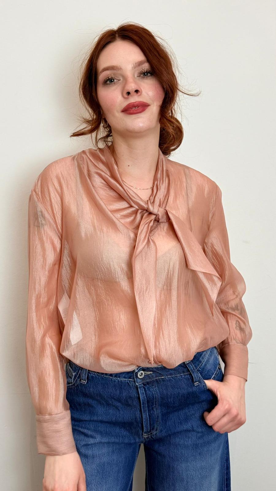 Camicia In Voile Con Fiocco Al Collo - Imperial cod. CNO1LHV  color:phard