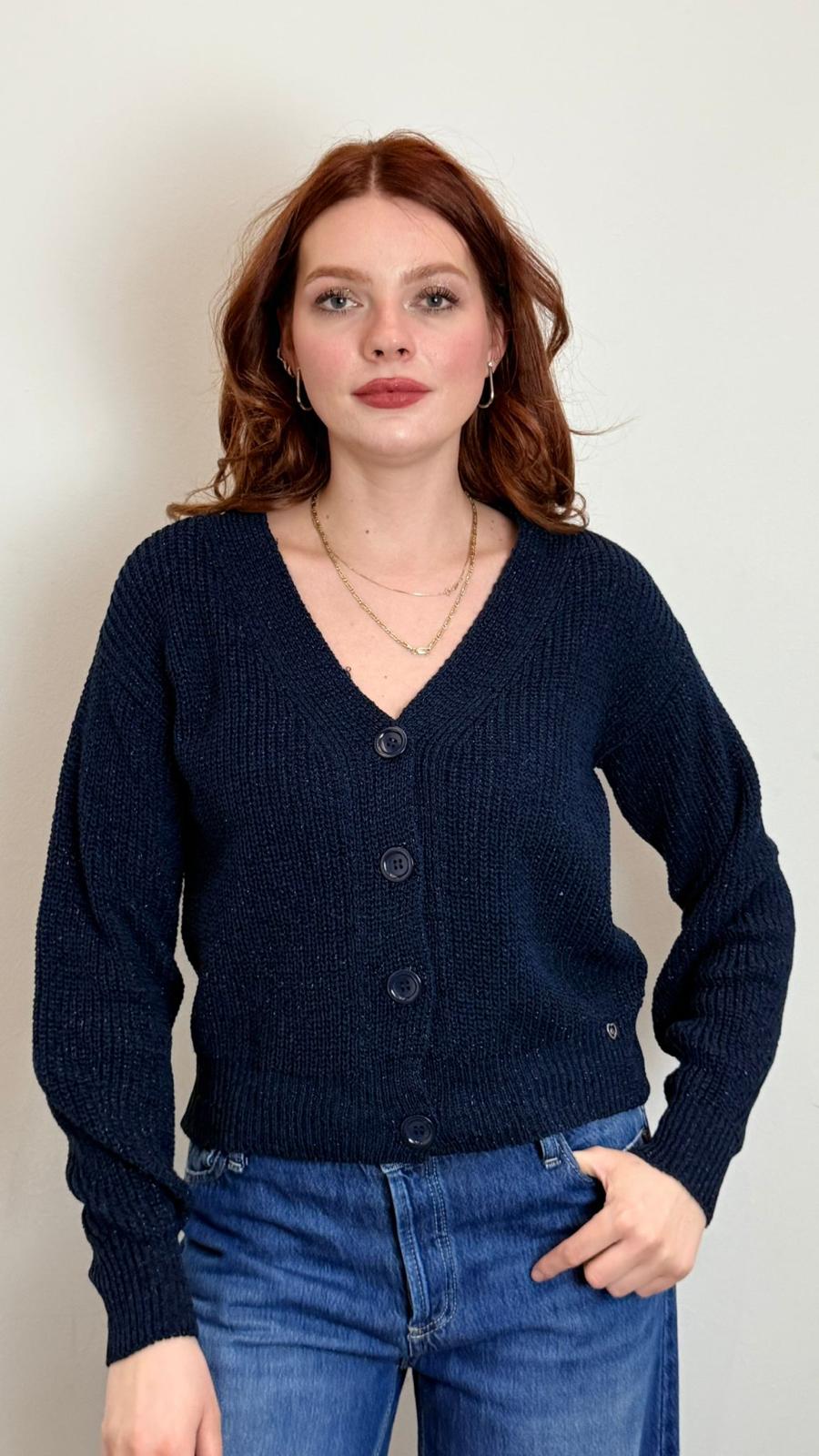 Cardigan In Lurex 3 Bottoni - Please cod. M8510P8011  color:blu