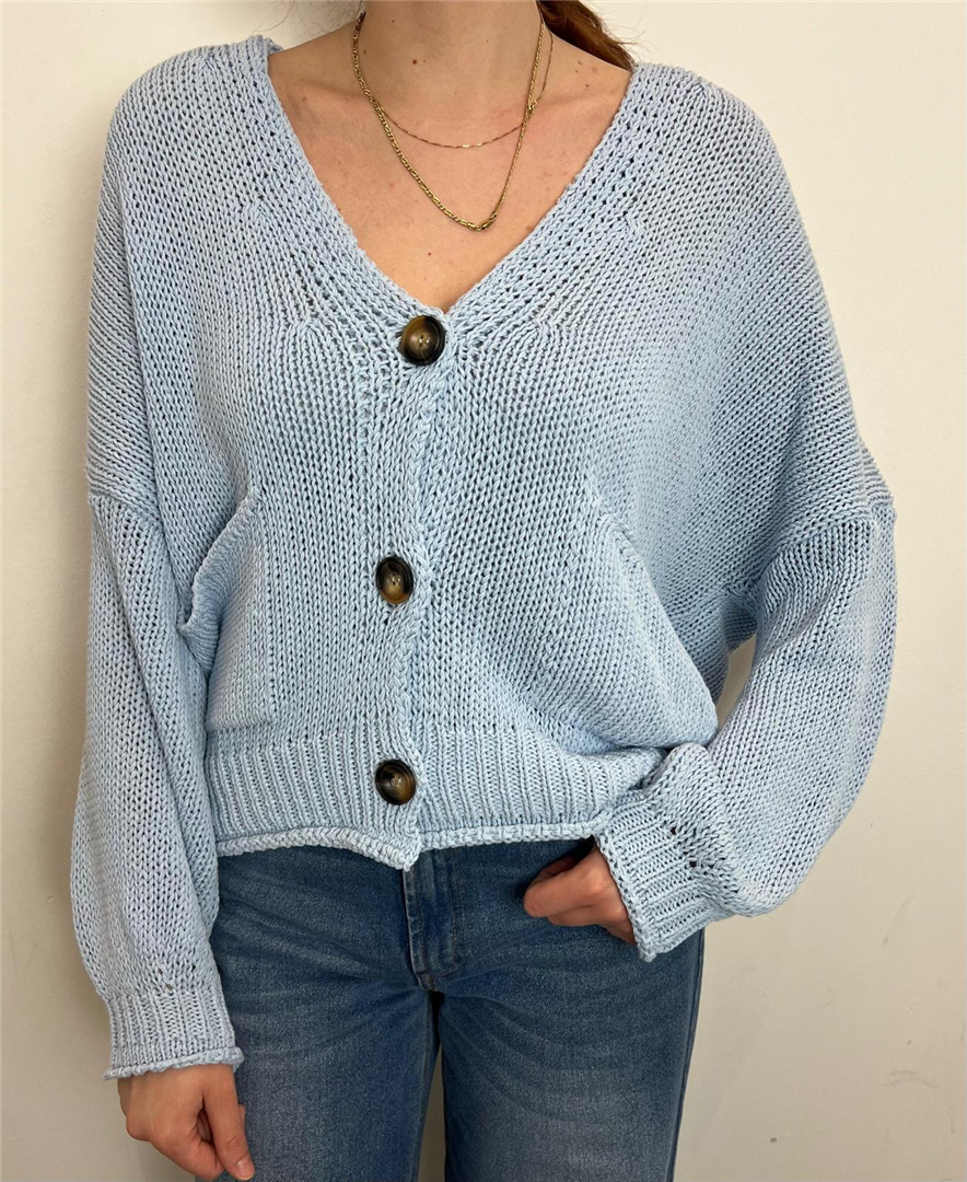 Cardigan 3 Bottoni - Vicolo cod. 3AB3015  color:cielo