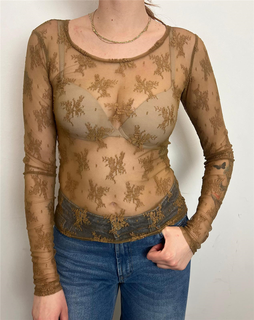 Blusa In Pizzo Maniche Lunghe - Imperial cod. TW91LMX  color:tabacco