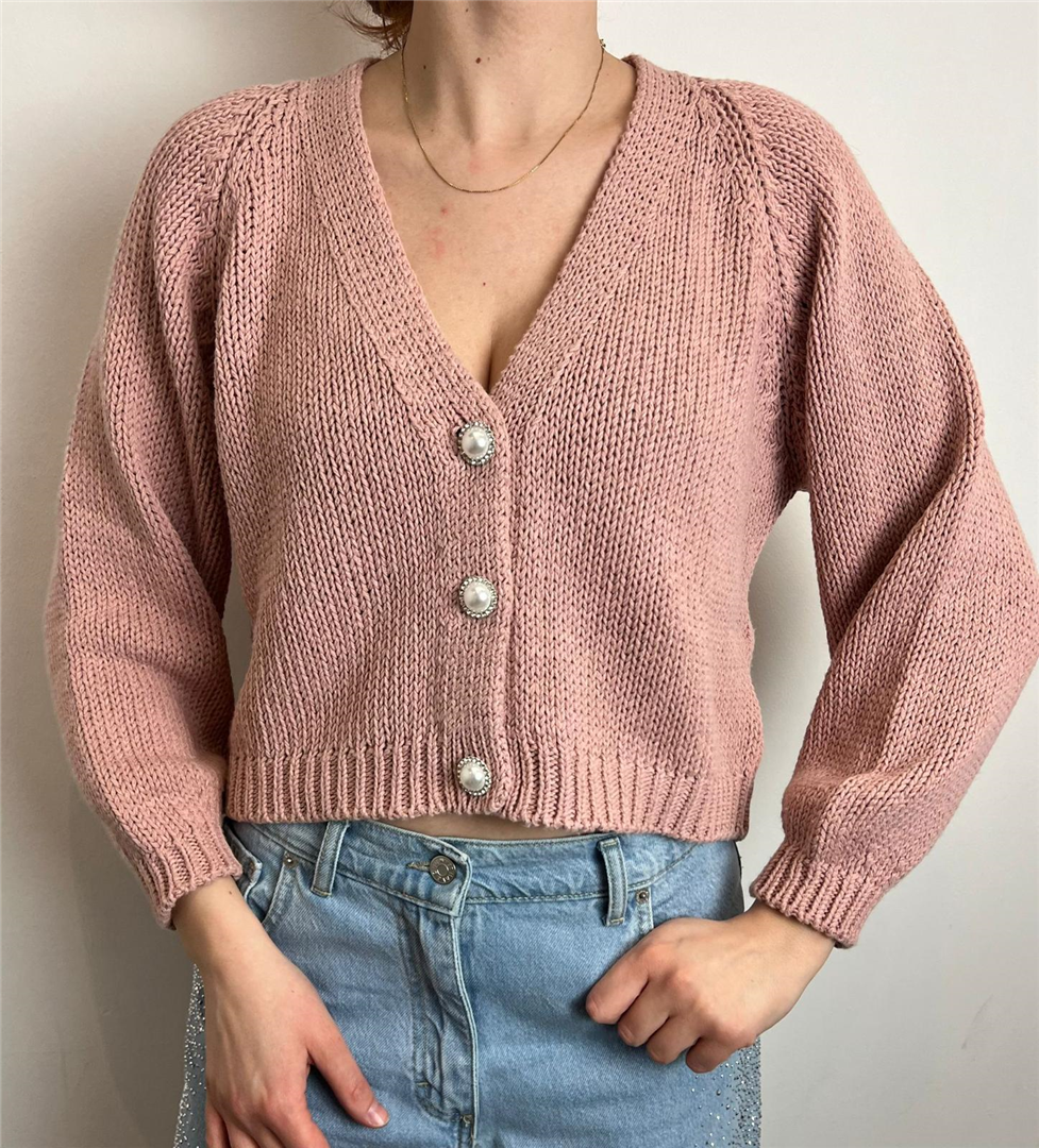 Cardigan Bottoni Gioiello Donna - Haveone cod. JIT_Q010  color:rosa