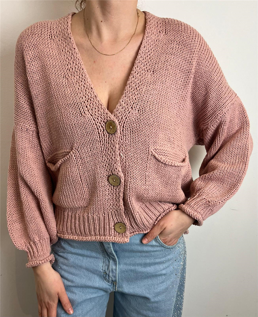 Cardigan Bottoni Tasche - Haveone cod. JIT_Q007  color:rosa
