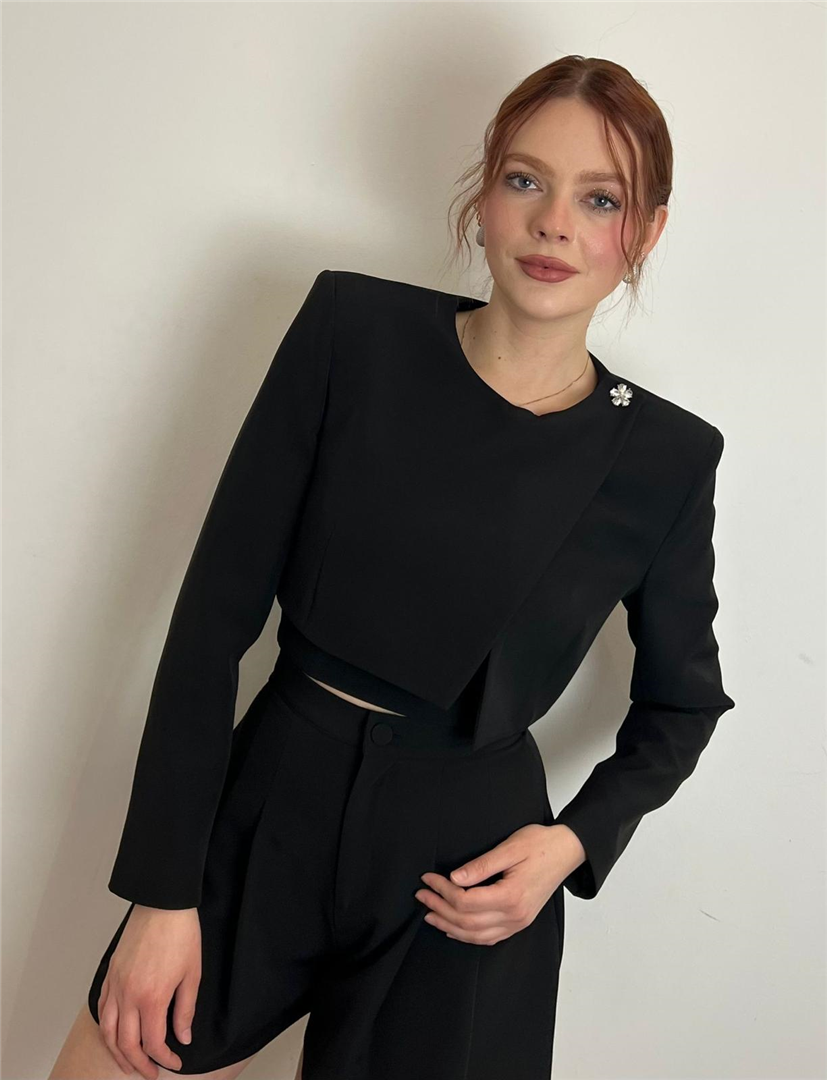 Blazer Crop Con Applicazione Gioiello - Silence Limited cod. SD5051  color:nero