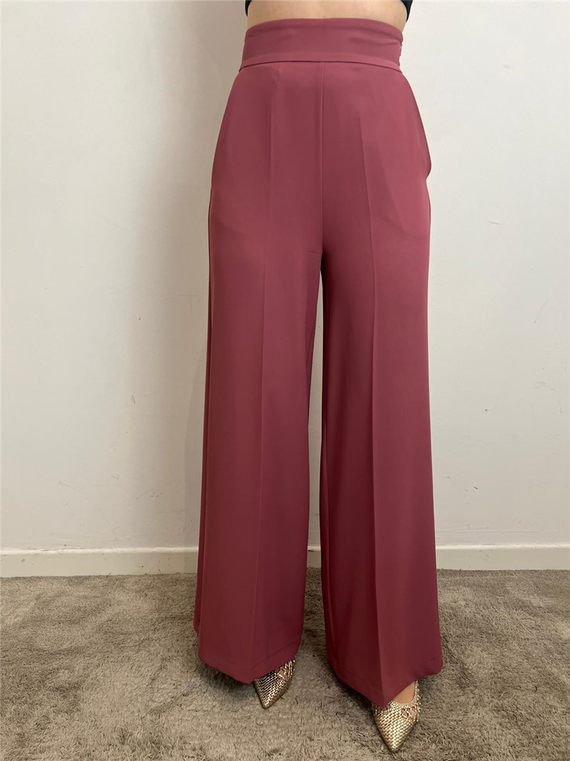 Pantalone Palazzo A Vita Alta Con Pieghe Sartoriali - Silence Limited cod. PA278UP  color:blush