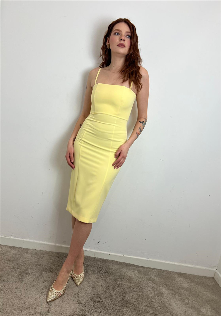 Tubino Midi Con Scollo Squadrato Silente Limited - Silence Limited cod. AB4225  color:lemon