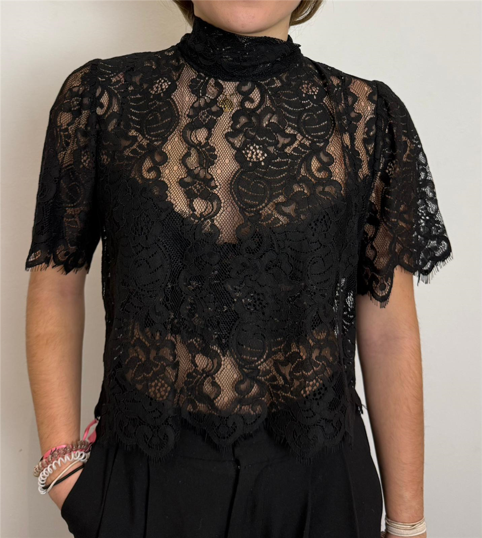 Blusa In Pizzo Con Fiocco Sul Retro - Imperial cod. RIT8LGQ  color:nero