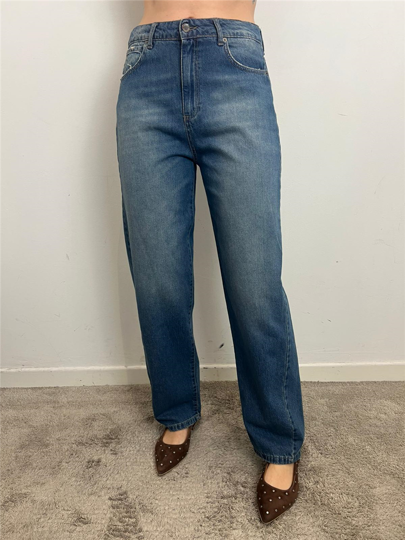 Jeans Carrot Fit Donna Lavaggio Chiaro Vita Alta - Souvenir cod. C39S0027  color:denim chiaro