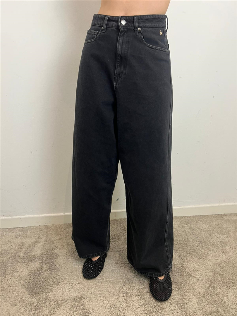 Jeans Wide Leg A Vita Alta - Souvenir cod. M39G0422  color:denim nero