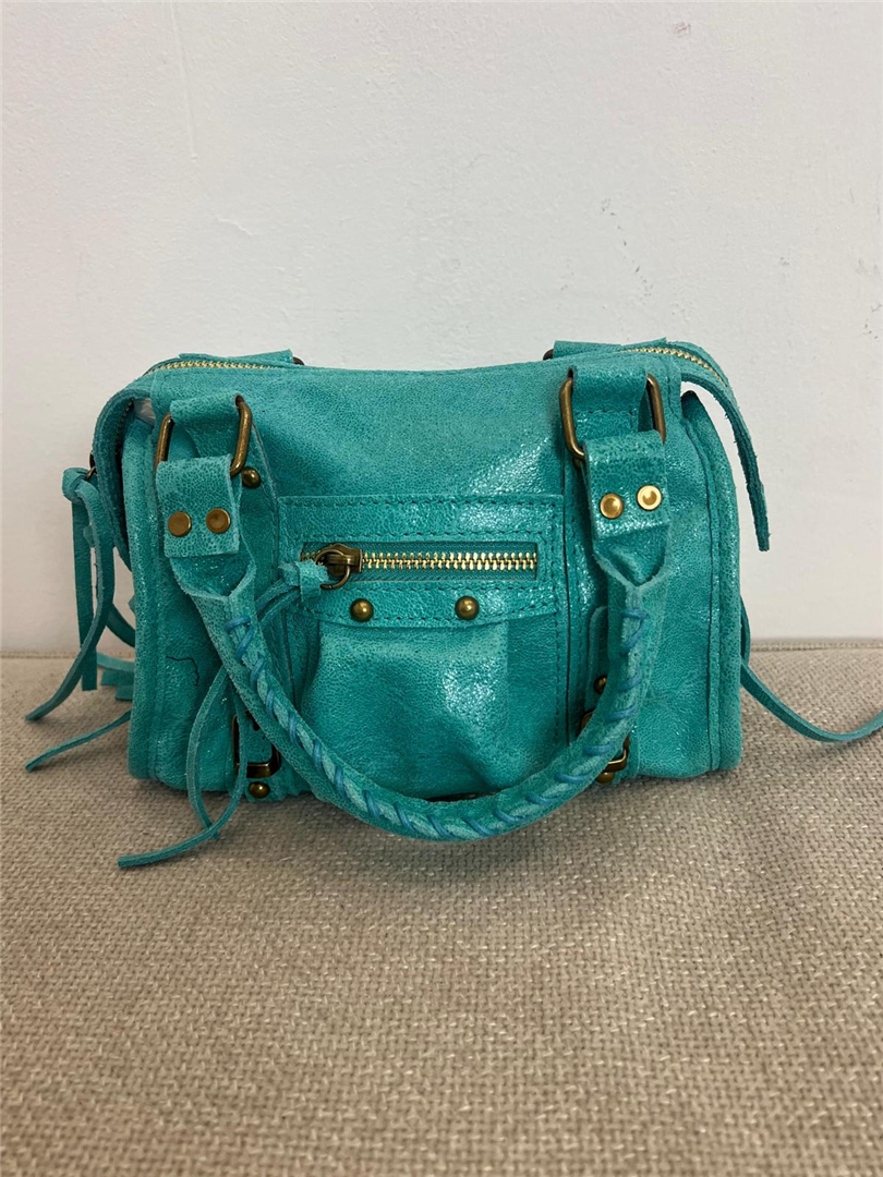 Borsa In Pelle Con Tracolla - Divisione Chickster's cod. M3516  color:turchese