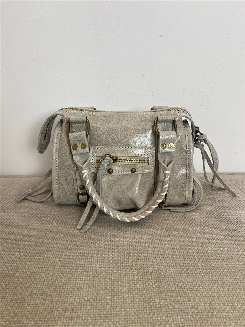Borsa In Pelle Con Tracolla - Divisione Chickster's cod. M3516  color:grigio  chiaro