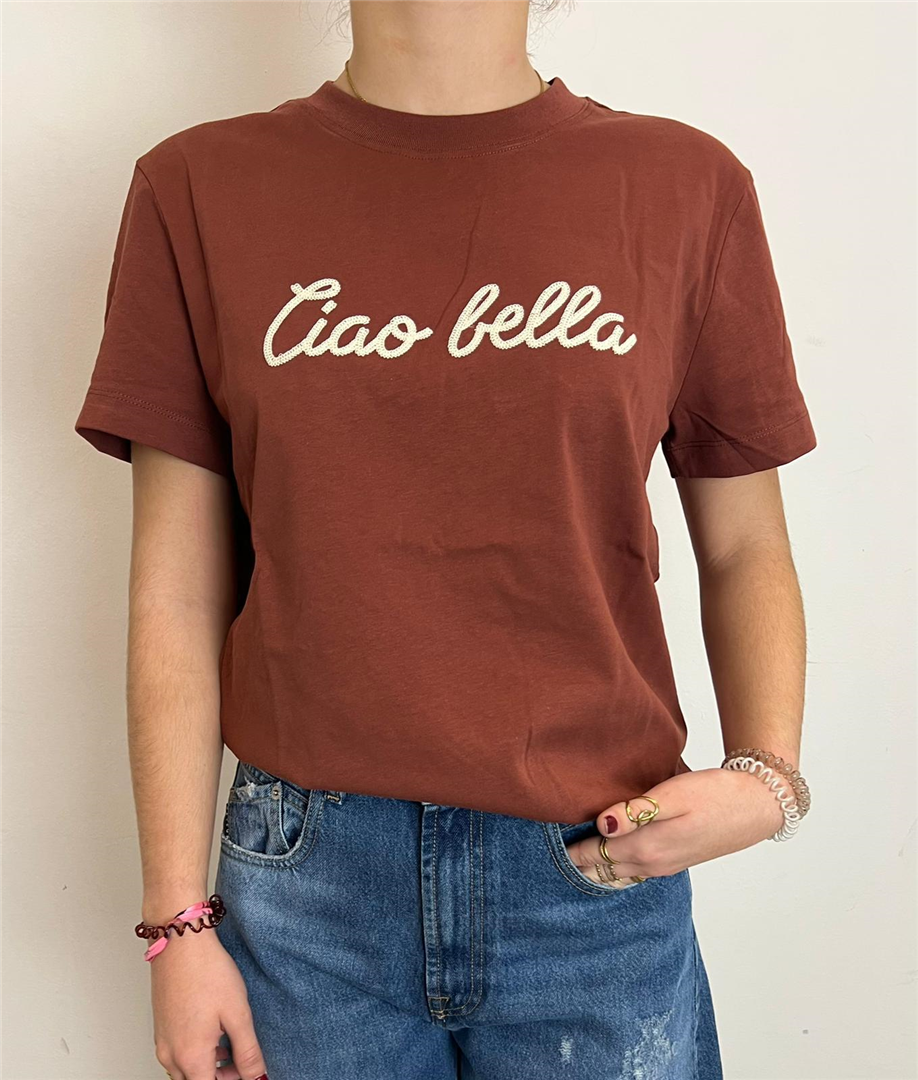 T Shirt Stampa Ciao Bella - Grace & Mila Paris cod. SS2617089  color:terracotta