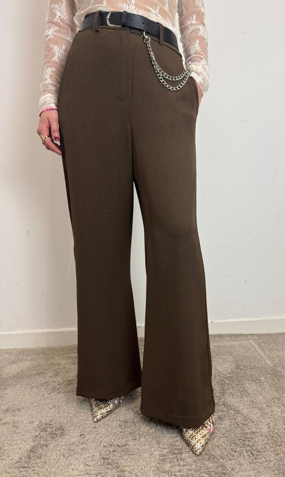 Pantalone Palazzo Con Cintura - Haveone cod. PVS_Q110  color:moro