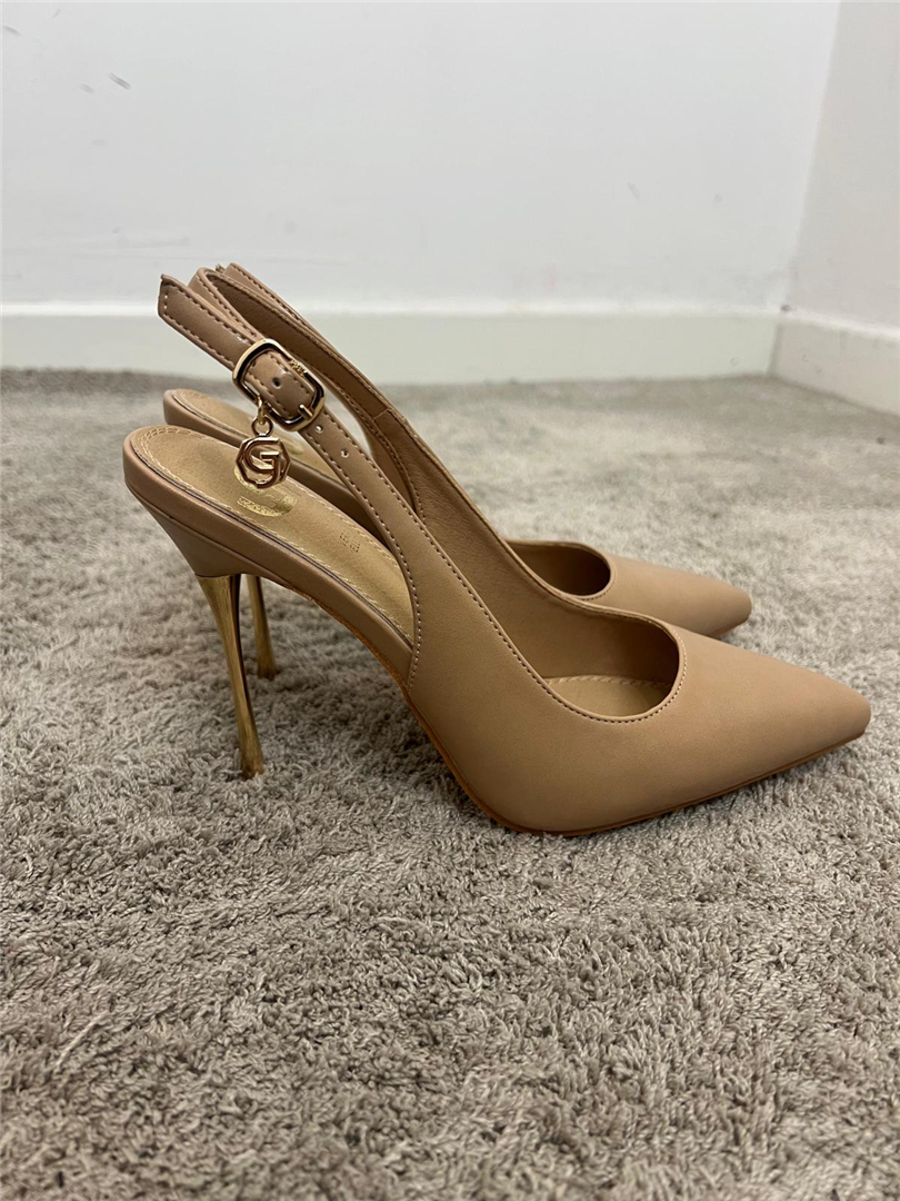 Slingback Tacco Stiletto Cm 11 - Gold&gold cod. GP907  color:camel