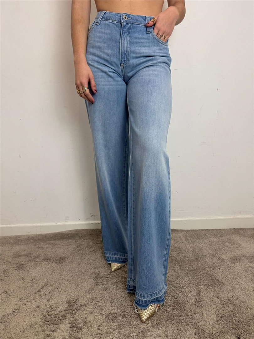 Jeans Gamba Ampia Fondo Sfrangiato - Please cod. P3N5CQZPGE  color:blu denim