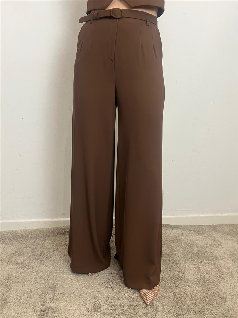Pantaloni Palazzo Con Pinces E Cintura - Imperial cod. P8C5LHXC  color:cacao