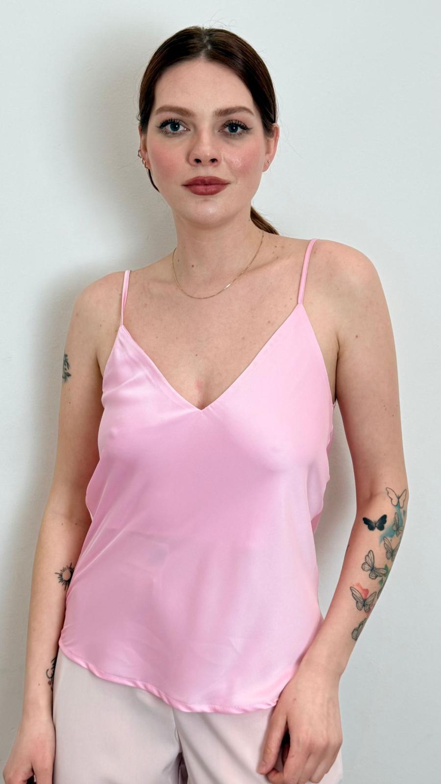 Canotta In Raso - Vicolo cod. TAB0329  color:rosa pink