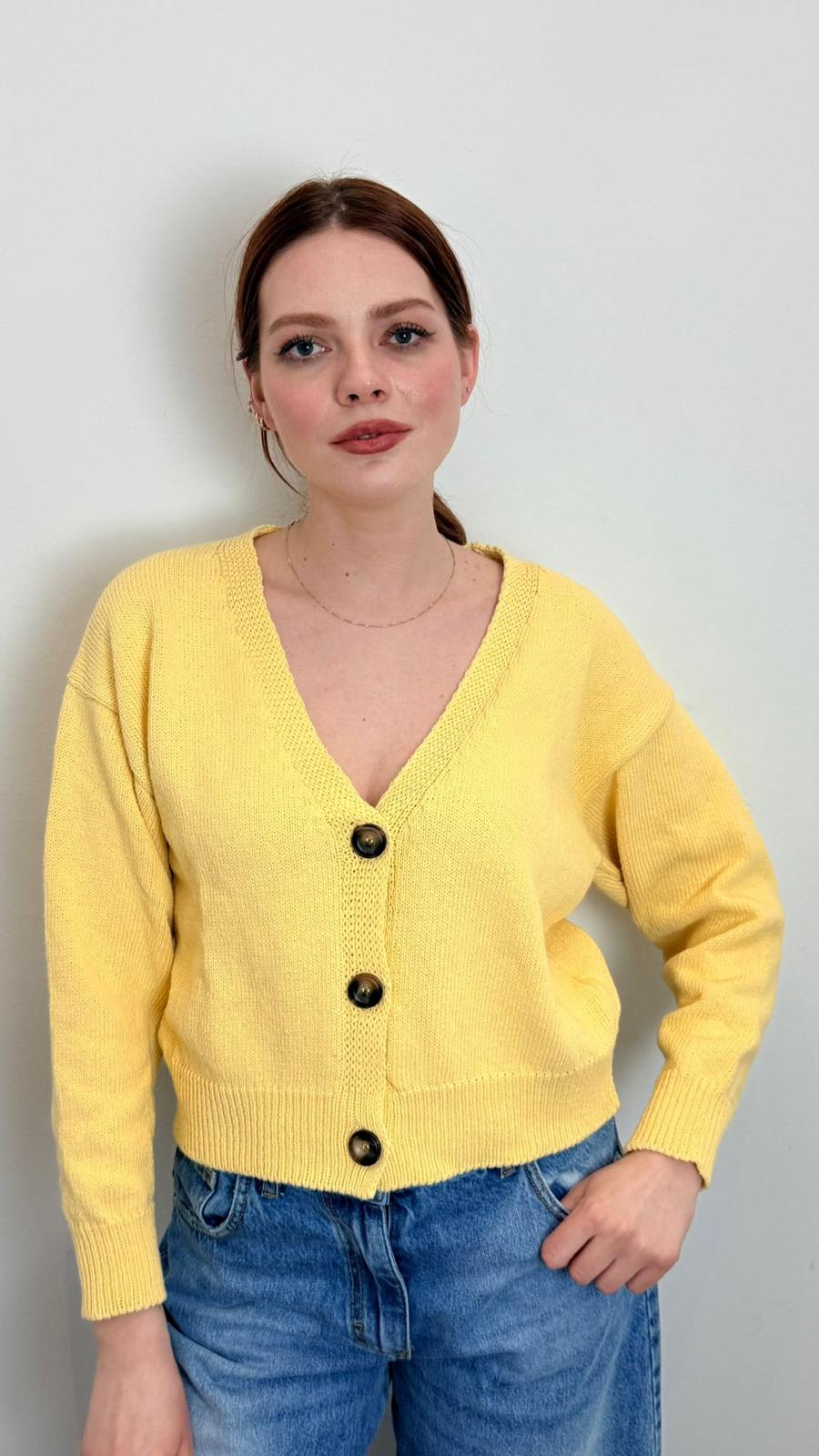 Cardigan 3 Bottoni - Vicolo cod. 5AB5015  color:giallo