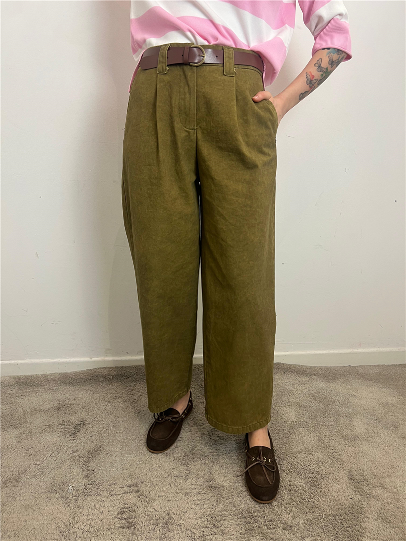 Pantalone Gamba Ampia Con Cintura - Please cod. P3QMEBGC10  color:zenzero