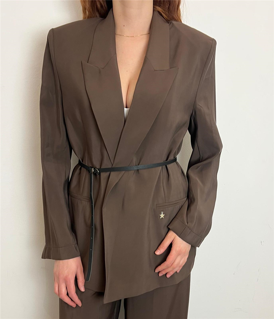 Blazer Con Cintura Bocciolo - Souvenir cod. W39S0245  color:cioccolato