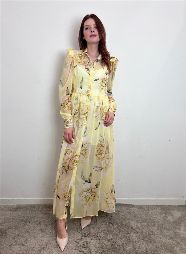 Dahlia Chemy Abito Chemisier - Silence Limited cod. AB4138  color:lemon