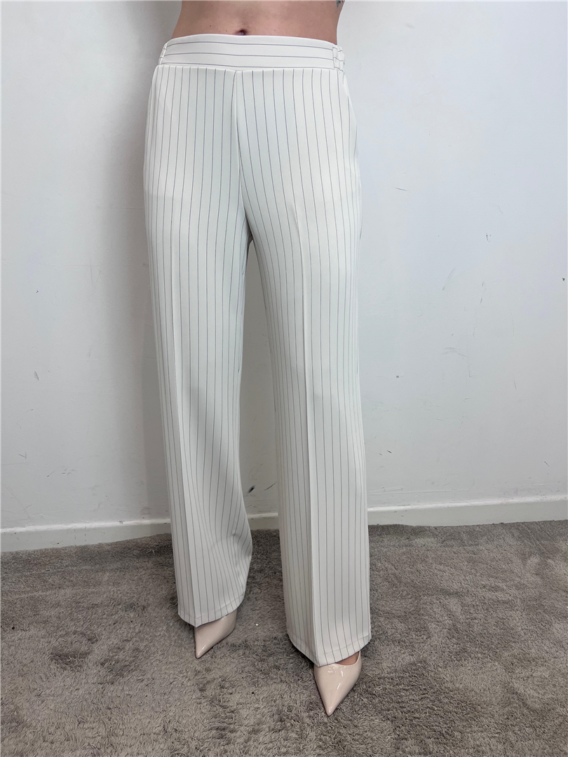 Pantaloni Palazzo A Righe Con Vita Regular - Imperial cod. P4L0LAF  color:panna