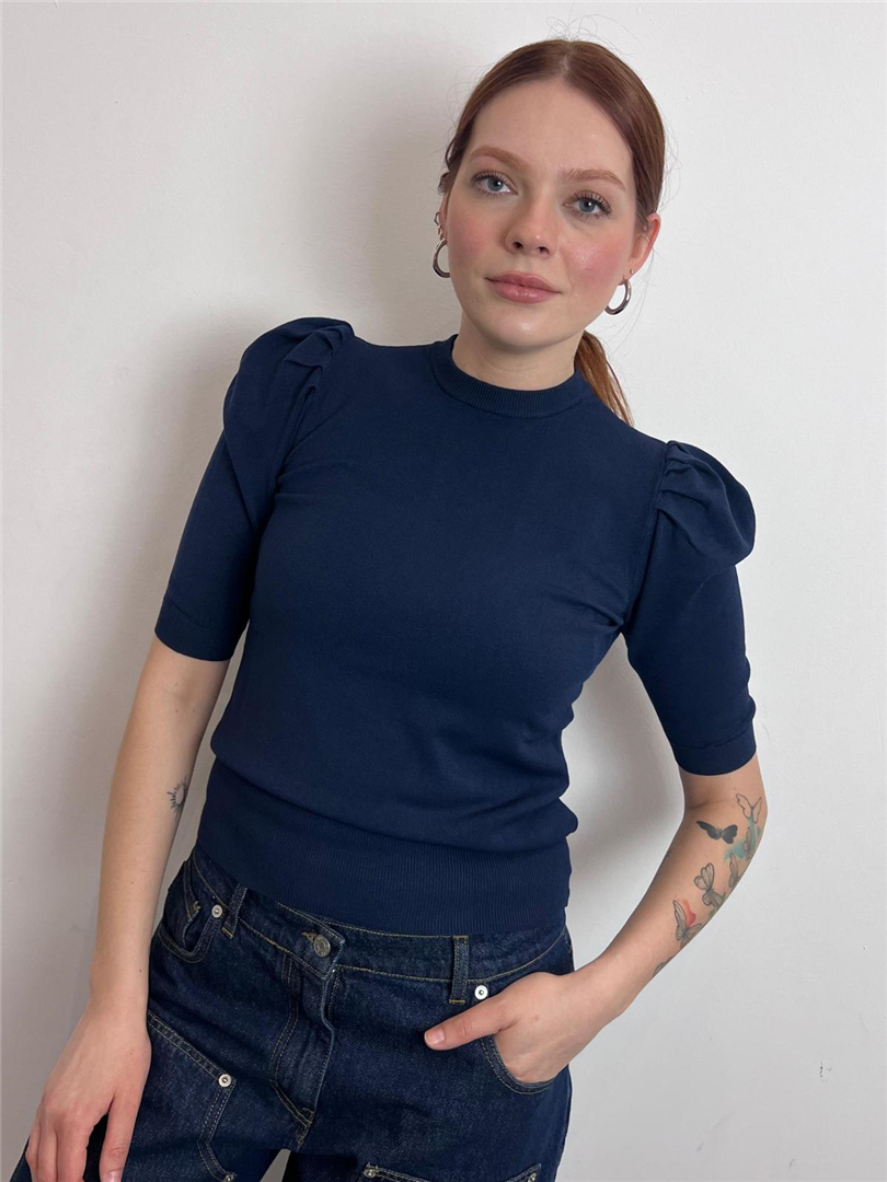 Maglia Girocollo M/manica Sbuffo - Haveone cod. MNC_Q088  color:blu