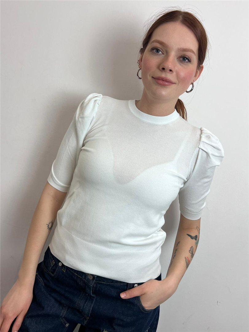 Maglia Girocollo M/manica Sbuffo - Haveone cod. MNC_Q088  color:bianco
