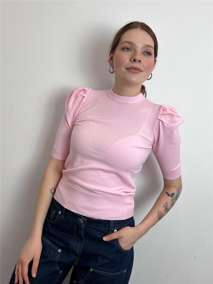 Maglia Girocollo M/manica Sbuffo - Haveone cod. MNC_Q088  color:rosa
