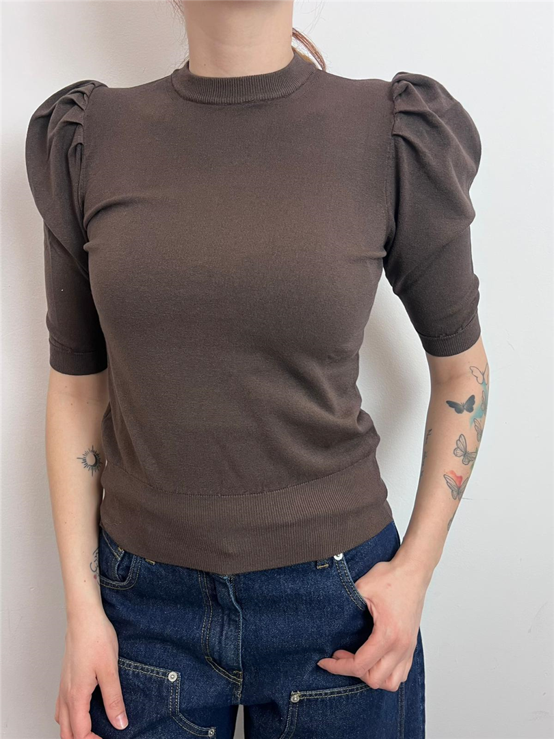 Maglia Girocollo M/manica Sbuffo - Haveone cod. MNC_Q088  color:moro