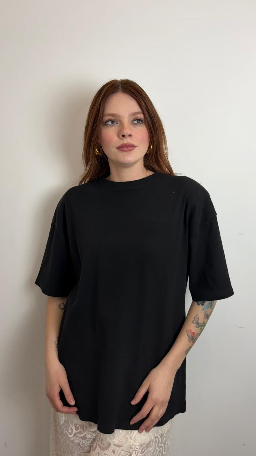 T Shirt Over Costina Spalline - Haveone cod. TJS_Q087  color:nero