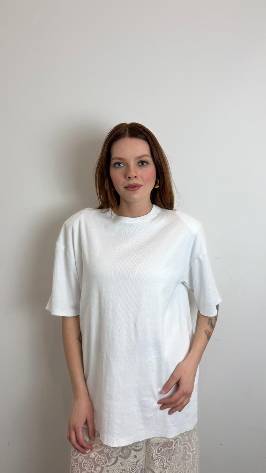 T Shirt Over Costina Spalline - Haveone cod. TJS_Q087  color:bianco ottico