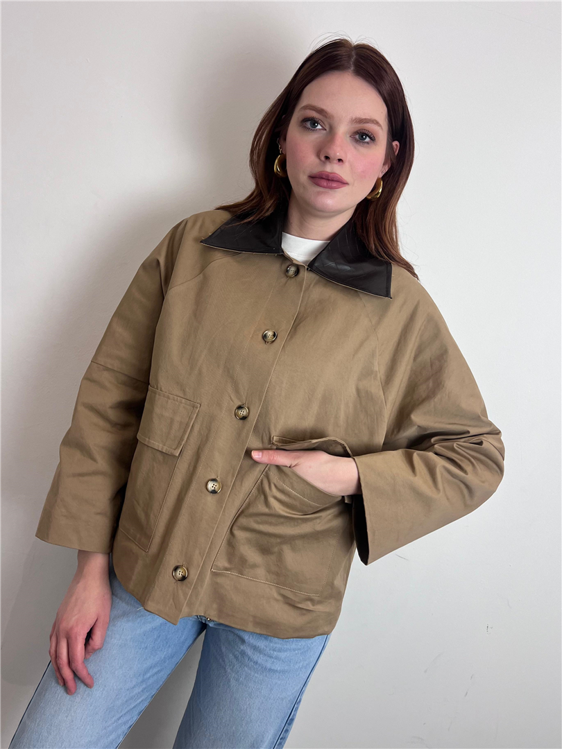 Giacca Gabardina - Haveone cod. KNO_Q069  color:tabacco