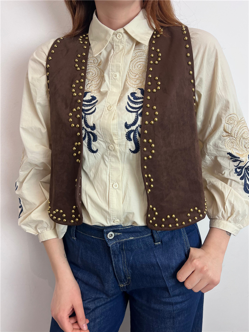 Gilet Con Borchie - Haveone cod. LSS_Q024  color:coffee