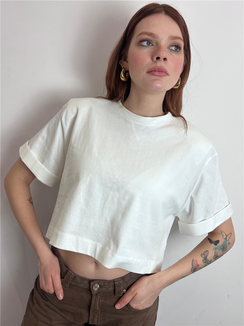 T Shirt Crop Con Spallina - Vicolo cod. UAB0016  color:bianco