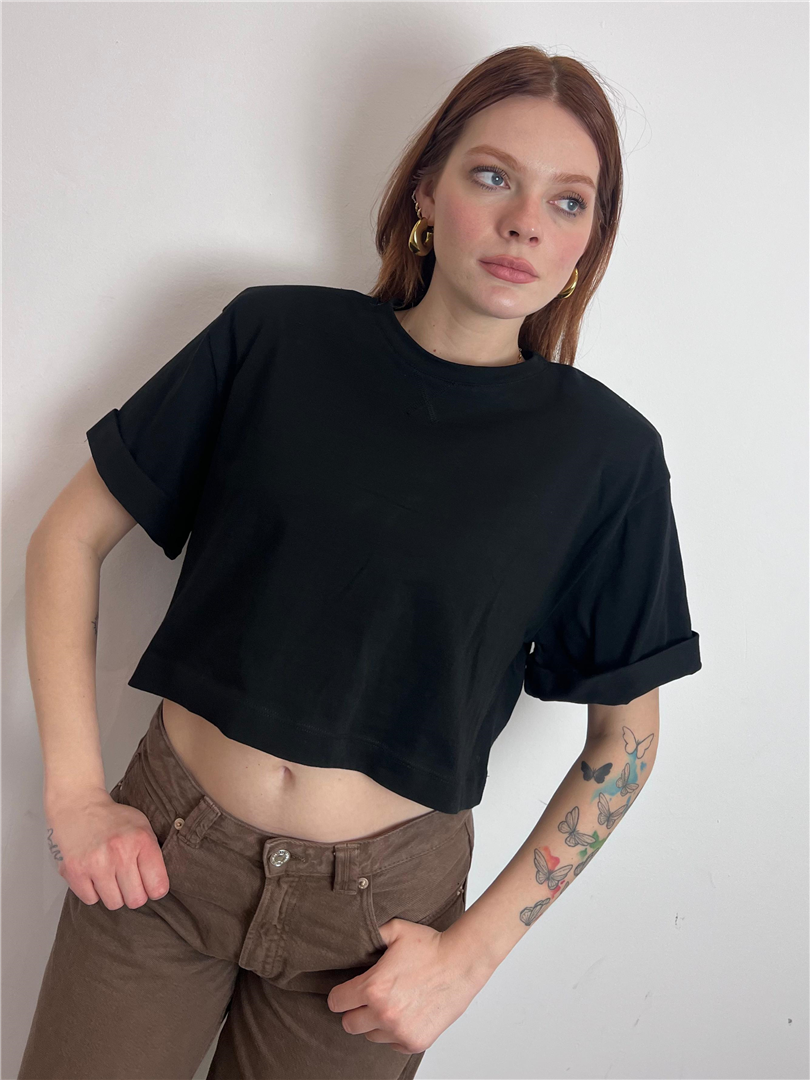 T Shirt Crop Con Spallina - Vicolo cod. UAB0016  color:nero