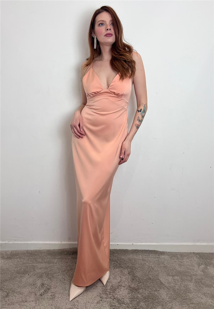 Light Dress Abito Lungo - Silence Limited cod. AB4240  color:peach