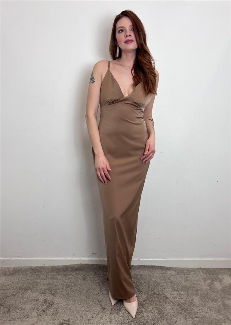 Light Dress Abito Lungo - Silence Limited cod. AB4240  color:light coffe