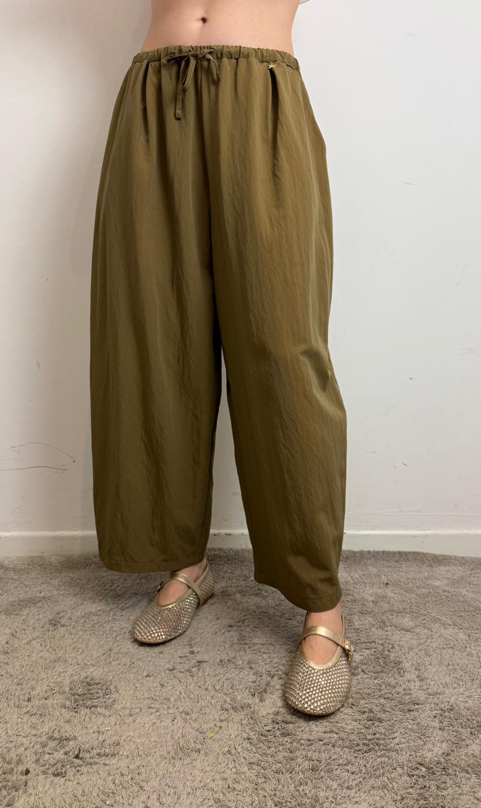 Pantalone Barrelcon Coulisse In Vita - Souvenir cod. G39P1007  color:verde