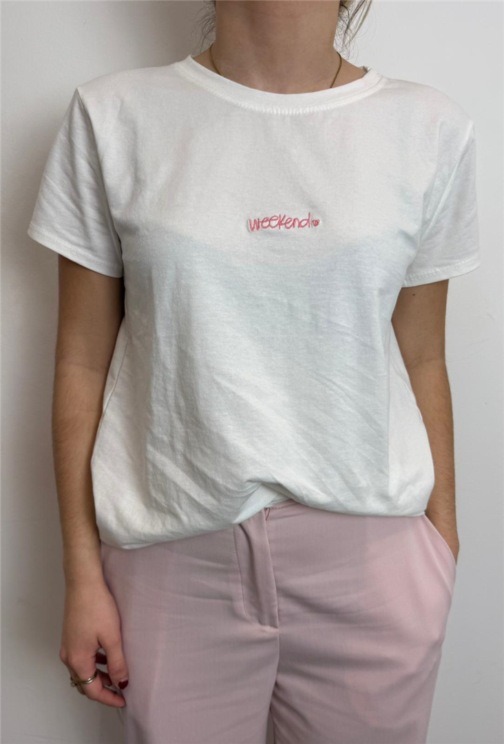 T Shirt Stampa Weekend - Vicolo cod. RAB0489  color:bianco