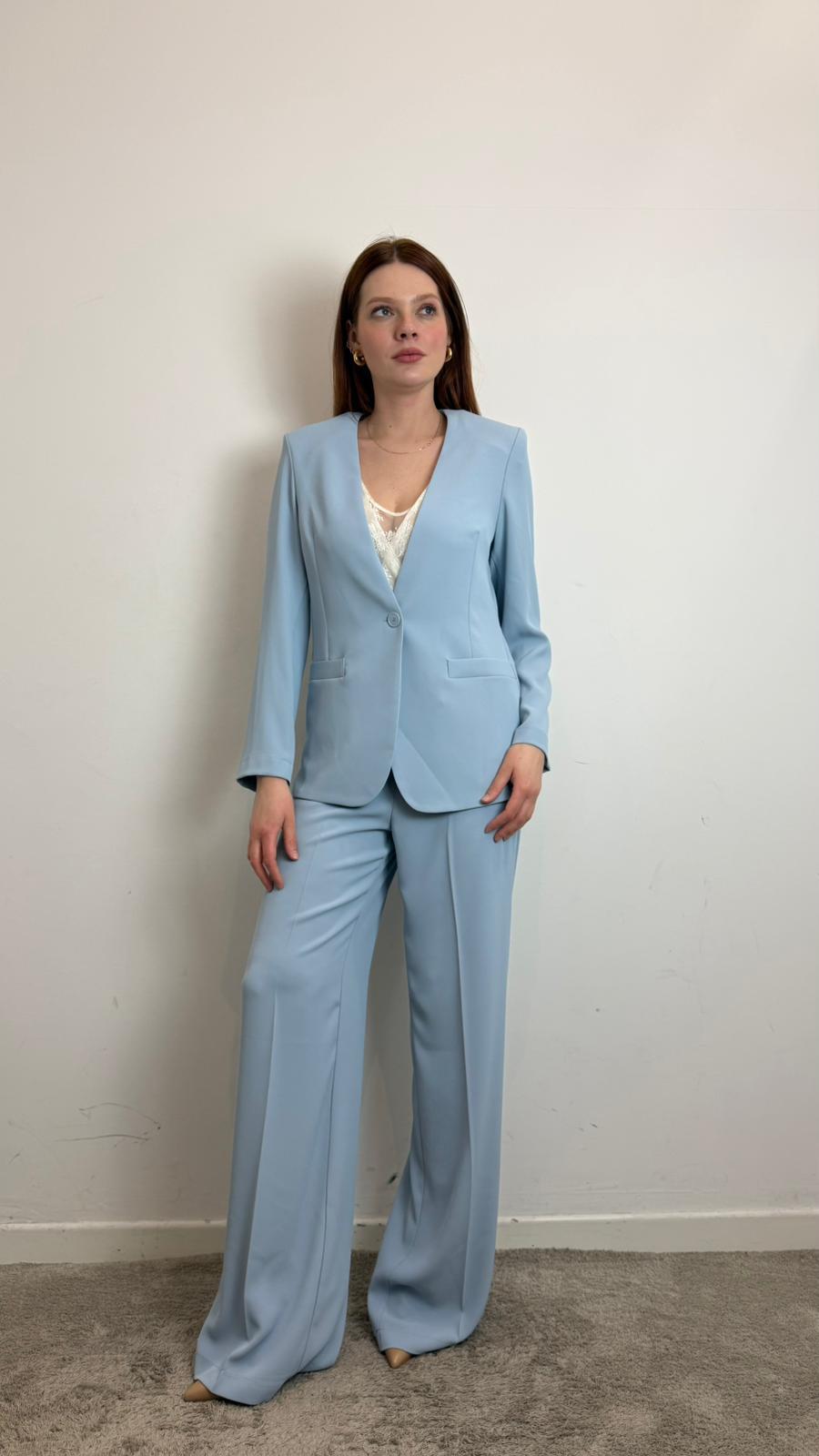 Completo Giacca E Panta Palazzo - Souvenir cod. W39S1200  color:azzurro